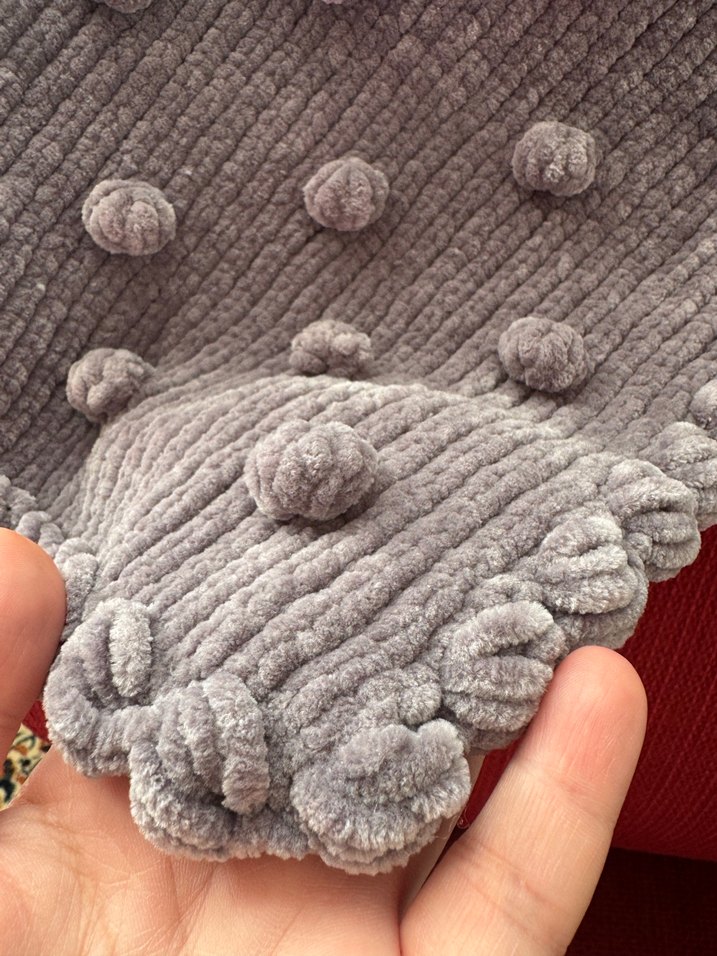 Gri Çocuk Örgü Battaniye popcorn battaniye - Görsel 2