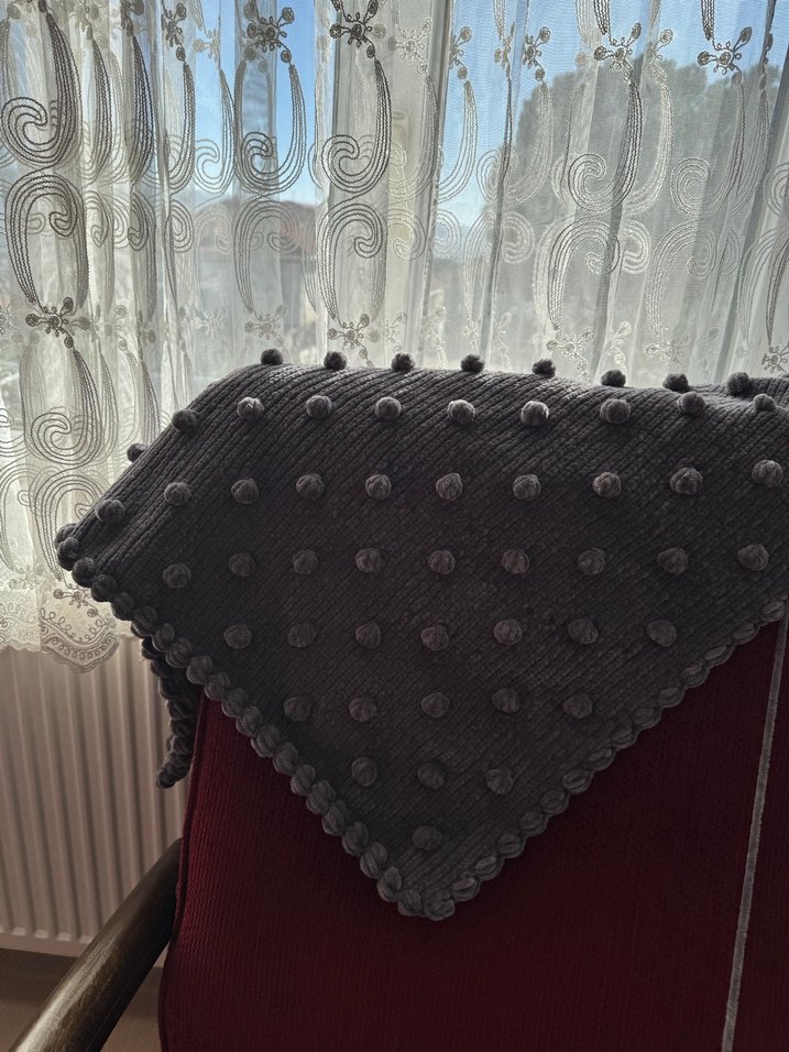 Gri Çocuk Örgü Battaniye popcorn battaniye - Görsel 3