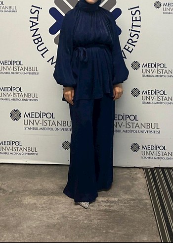 Henza Floş Saten Takım Lacivert
