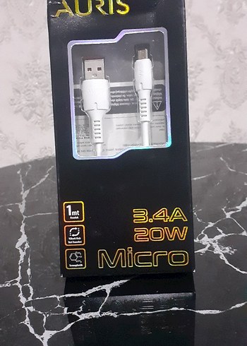 Auris Beyaz 3.4A 20W Micro USB Şarj Kablosu
