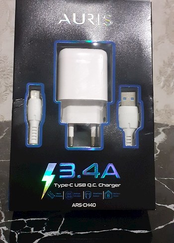 AURIS 3.4A Beyaz Type-C USB Hızlı Şarj Cihazı