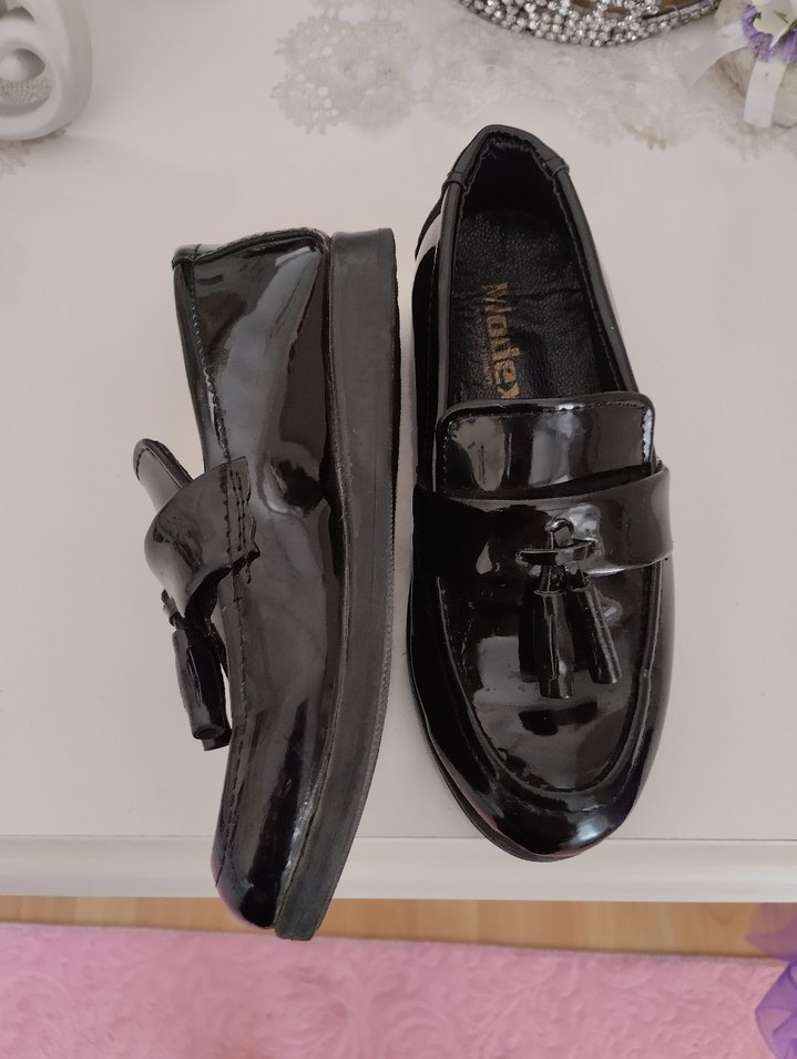 Erkek Çocuk Deri Siyah Püsküllü Ayakkabı - Görsel 3