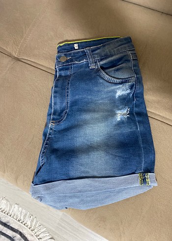 Kadın Mavi Kot Şort Mini Loose Fit