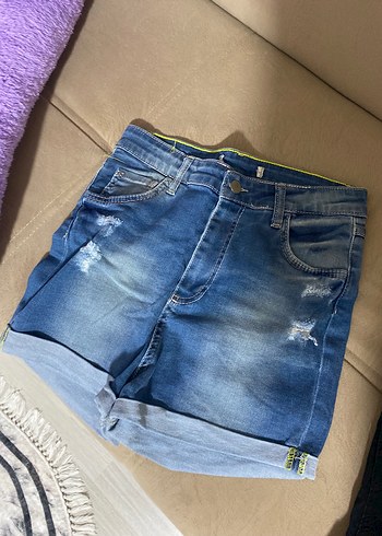 36 Beden Kadın Mavi Kot Şort Mini Loose Fit