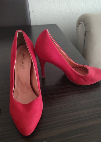 Kırmızı Süet Stiletto Topuklu Kadın Ayakkabı