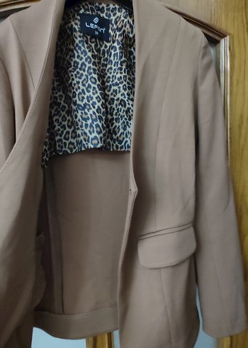 Diğer Düğmeli Kahverengi Midi Kadın Blazer Ceket