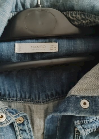 Düğmeli Mavi Denim Kadın Gömlek - Görsel 2