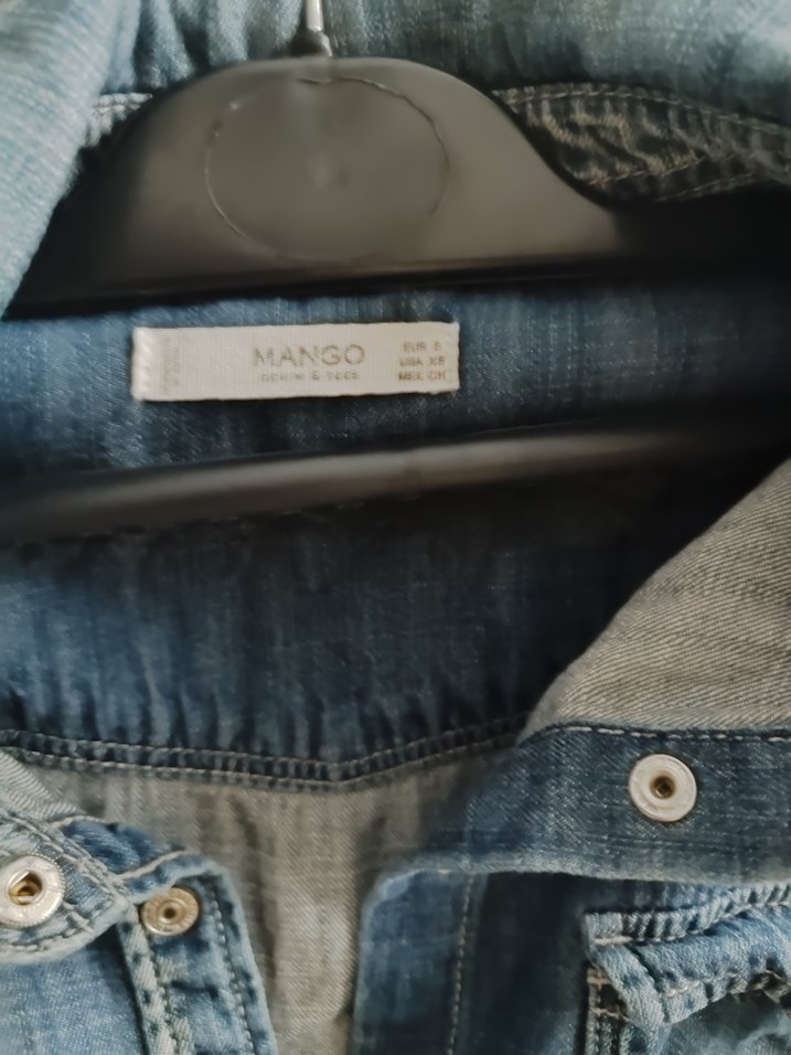 Düğmeli Mavi Denim Kadın Gömlek - Görsel 2