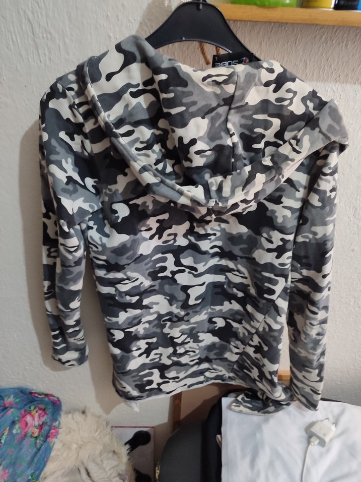 Gri Kamuflaj Desenli Erkek Polar Sweatshirt - Görsel 3