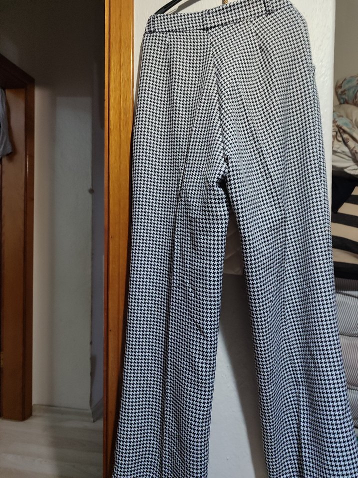 Gri Ekose Pilili  kadın pantolon - Görsel 2