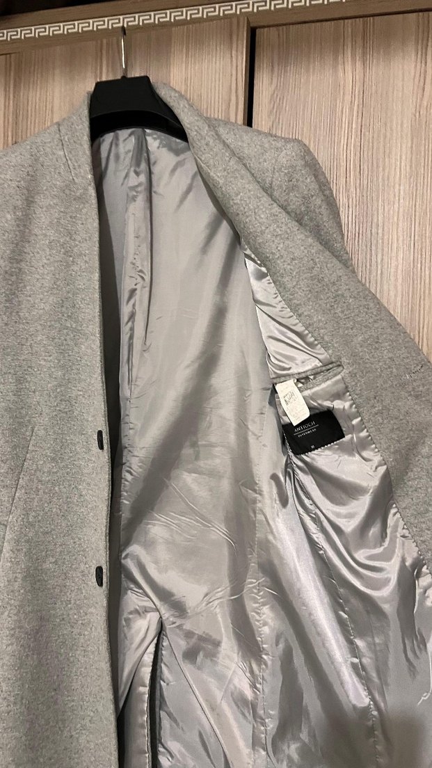 Gri Düğmeli Erkek Midi Kaban bel kısmı 46 omuz 43 - Görsel 2