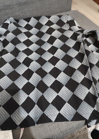 Gri Kareli Düğmeli Kadın Gömlek - Görsel 4