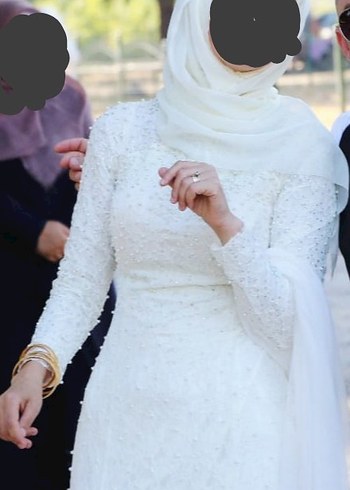 38 Beden beyaz Renk Uzun Kollu Dantel Gelinlik