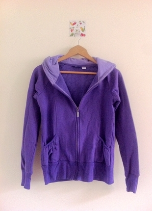Alman Malı Mor Fermuarlı Hoody