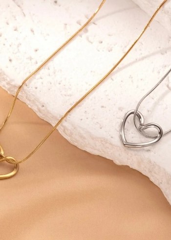 Accessorize Minimalist Altın Renk Kalp Kolye İKİ ADETT