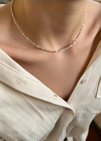 Accessorize Minimalist Zincir Detaylı Midi Beyaz Kolye