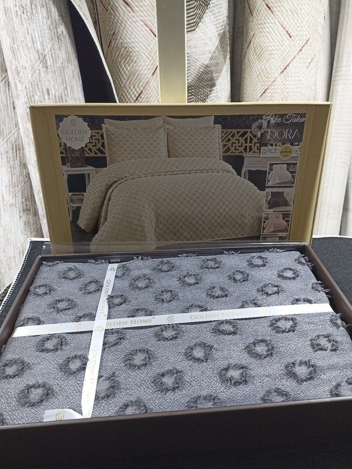 Golden Home Pike Takımı Sakallı Gri Renk Çift kişilik - Görsel 2