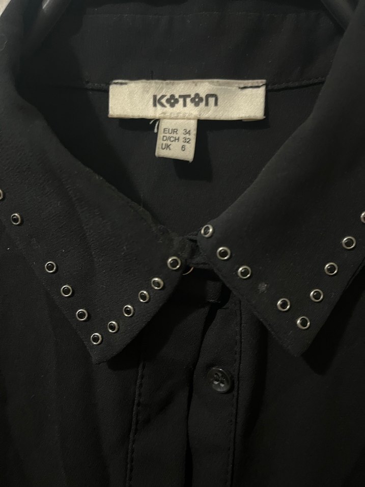 Siyah Kolsuz Düğmeli Gömlek - Görsel 2