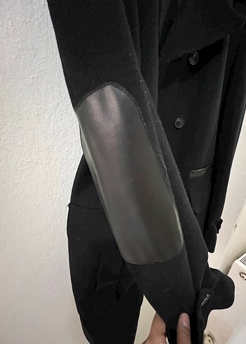 Düğmeli Siyah Deri Detaylı Erkek Kaban - Görsel 2