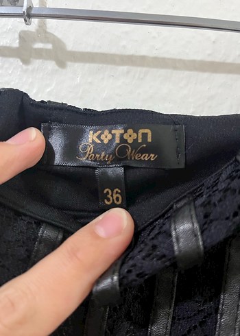 Deri ve dantel detaylı etek - Görsel 4