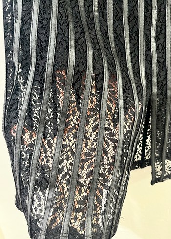 Deri ve dantel detaylı etek - Görsel 3