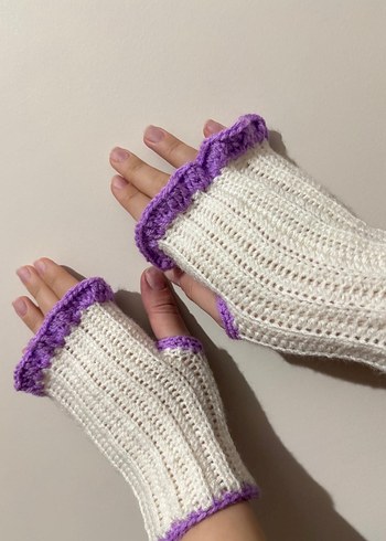 Bohem Mor Detaylı Örgü Kadın Eldiveni - Görsel 2