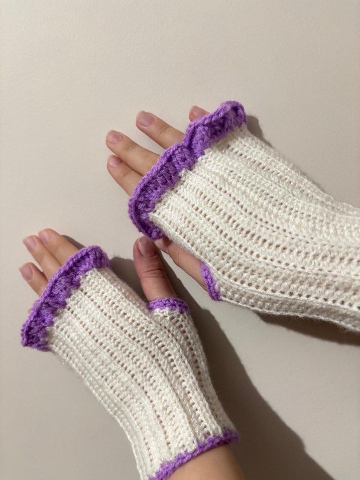 Bohem Mor Detaylı Örgü Kadın Eldiveni - Görsel 2