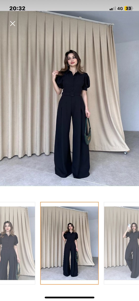 Puf Kollu Siyah Mini Ofis Elbisesi Tulum - Görsel 3