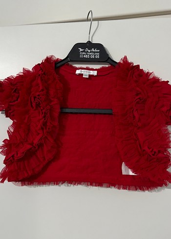 Kız Çocuk Kırmızı Fırfırlı Bolero - Görsel 2