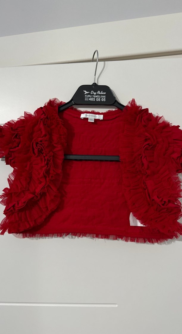 Kız Çocuk Kırmızı Fırfırlı Bolero - Görsel 2