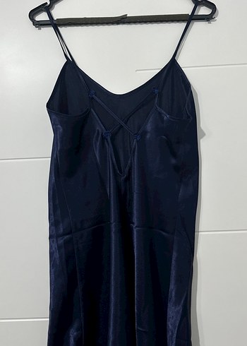 Lacivert Midi Askılı Salaş Kadın Elbise - Görsel 2