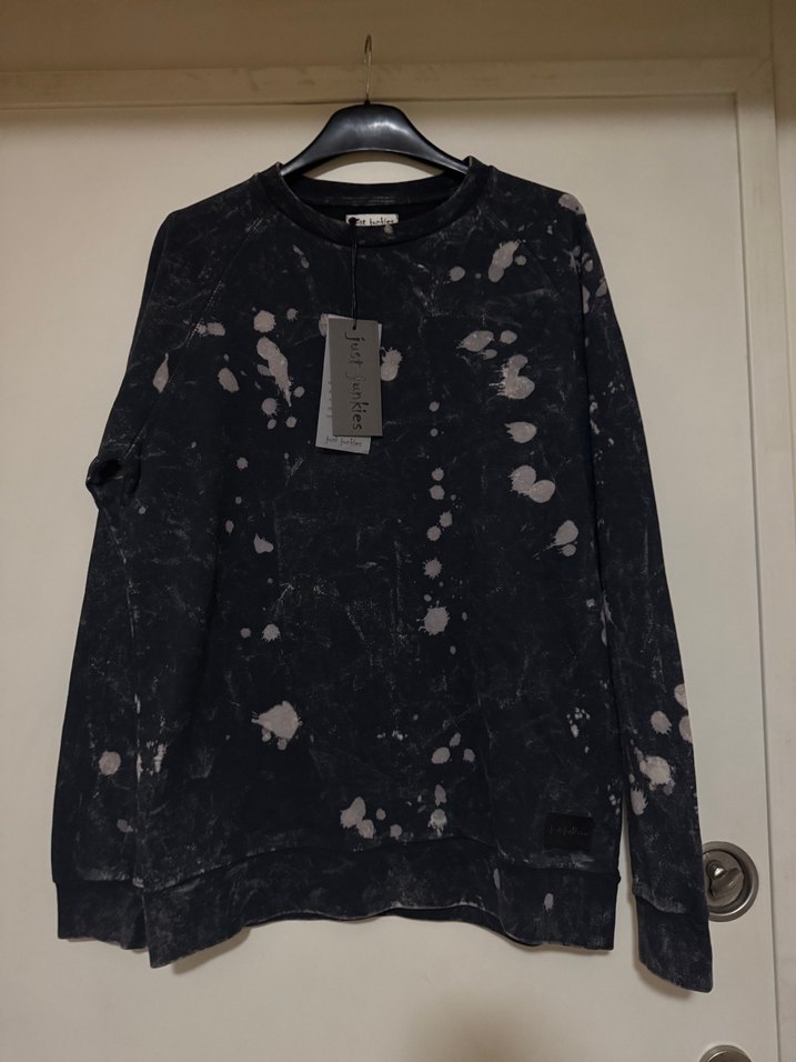 Erkek Siyah Batik Desenli Denim Sweatshirt - Görsel 2