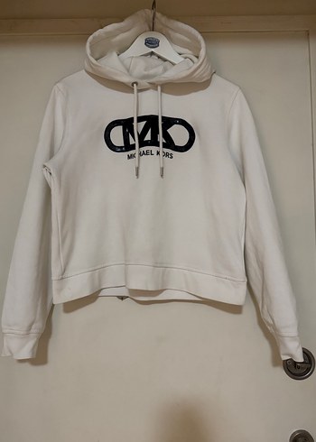 Beyaz Kapüşonlu Uzun Kollu Sweatshirt - Görsel 2