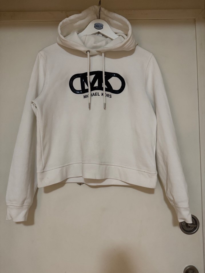 Beyaz Kapüşonlu Uzun Kollu Sweatshirt - Görsel 2