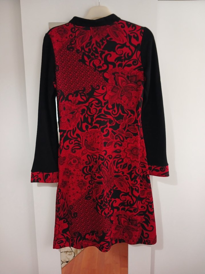 Kırmızı Desenli Uzun Kollu Hamile Tunik - Görsel 3