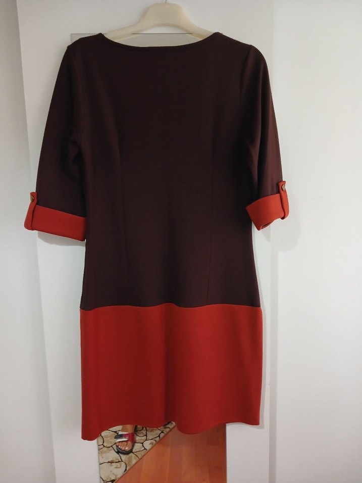 Bordo Kemerli Midi Kadın Elbise - Görsel 2