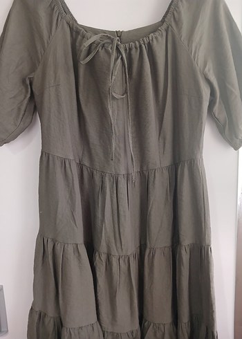 yeşil Bohem Midi Keten Elbise - Görsel 2