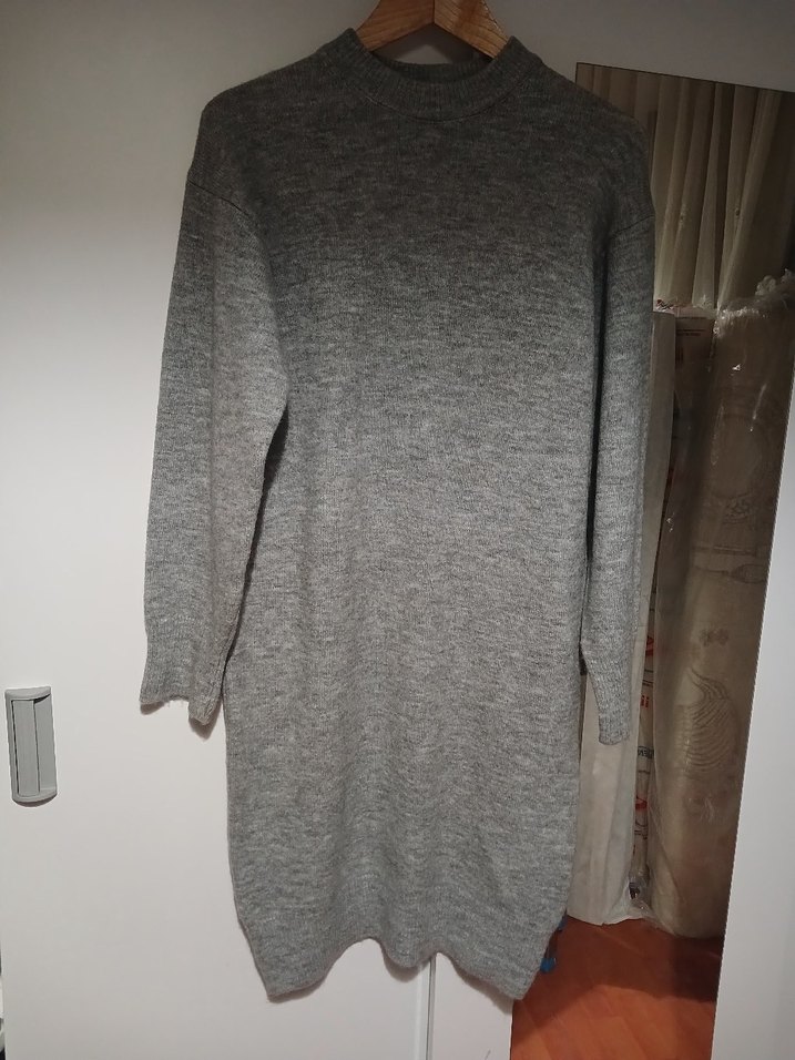 Gri Kadın Triko Midi Elbise - Görsel 2