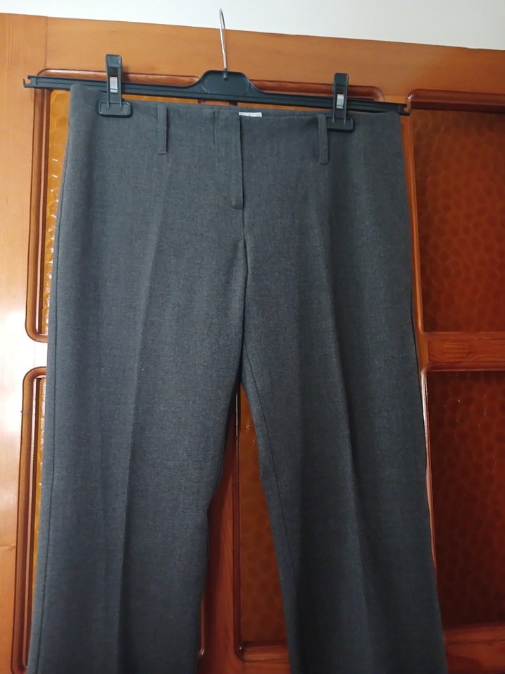 Kadın Gri Kemerli Kumaş Pantolon - Görsel 2