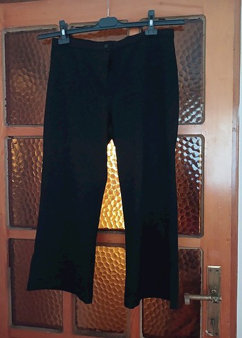 Kadın Siyah Kumaş Kemerli Pantolon - Görsel 2