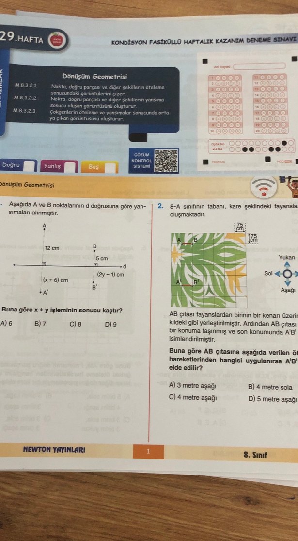 Matematik Haftalık Kazanım Denemeleri 8. Sınıf - Görsel 2