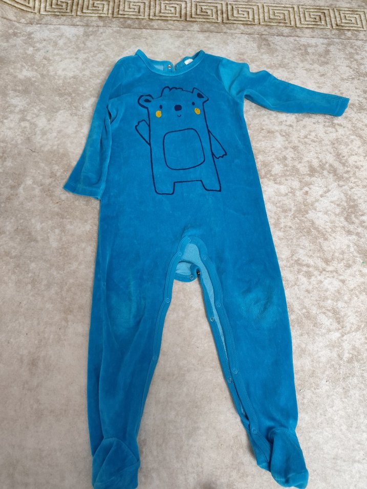 Mavi Erkek Bebek Örme Tulum - Görsel 2