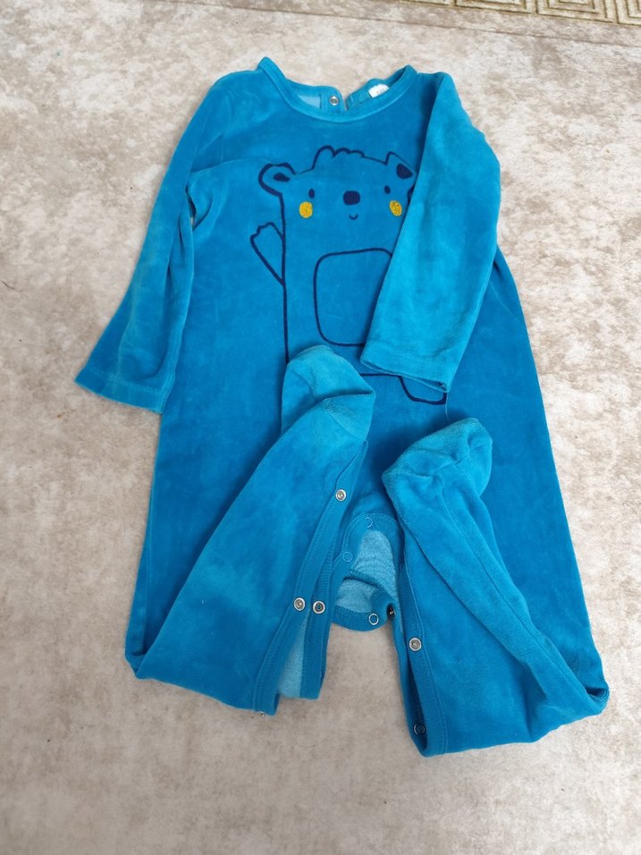 Mavi Erkek Bebek Örme Tulum - Görsel 3