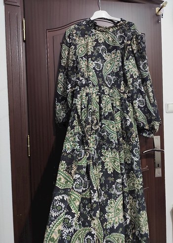 Bohem Tarz Uzun balon Kollu Desenli Elbise - Görsel 5