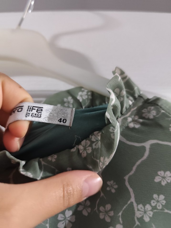 Yeşil Vintage Bohem Uzun Pileli Elbise - Görsel 4