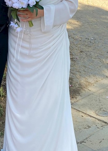 Beyaz Straplez A Kesim Gelinlik - Görsel 2