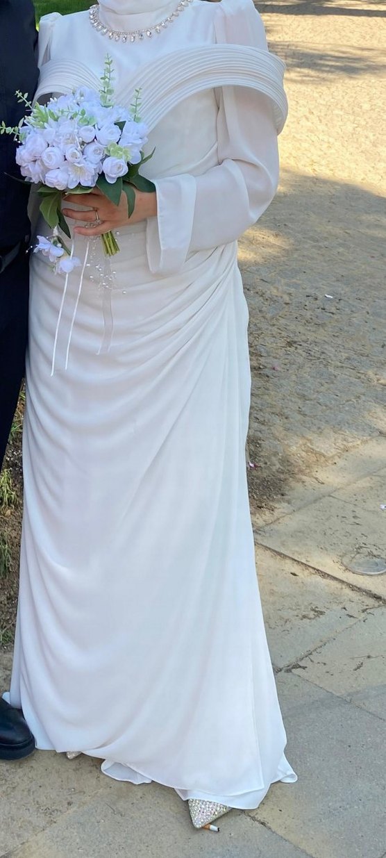 Beyaz Straplez A Kesim Gelinlik - Görsel 2