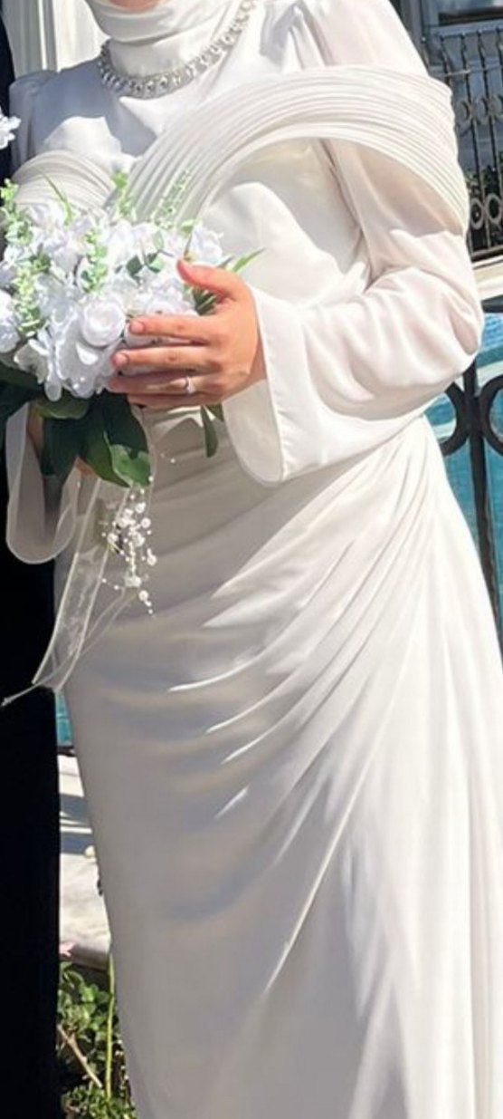 Beyaz Straplez A Kesim Gelinlik - Görsel 4