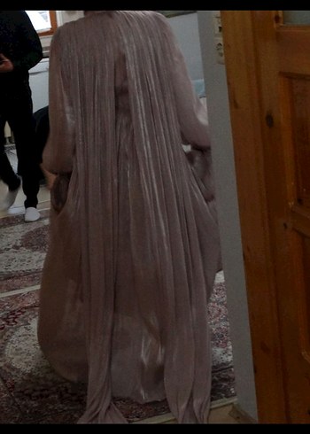 Pudra Pileli Uzun Abiye Elbise - Görsel 3