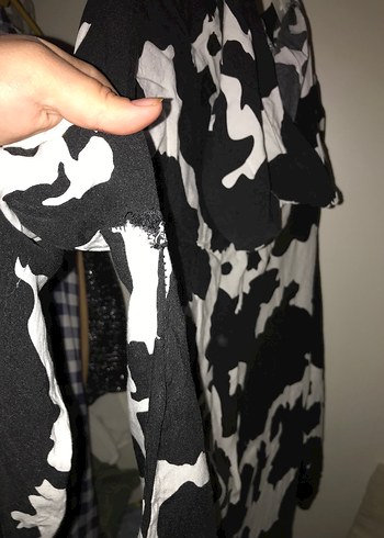 Diğer Kadın Siyah Beyaz Tie-Dye Fermuarlı Ceket